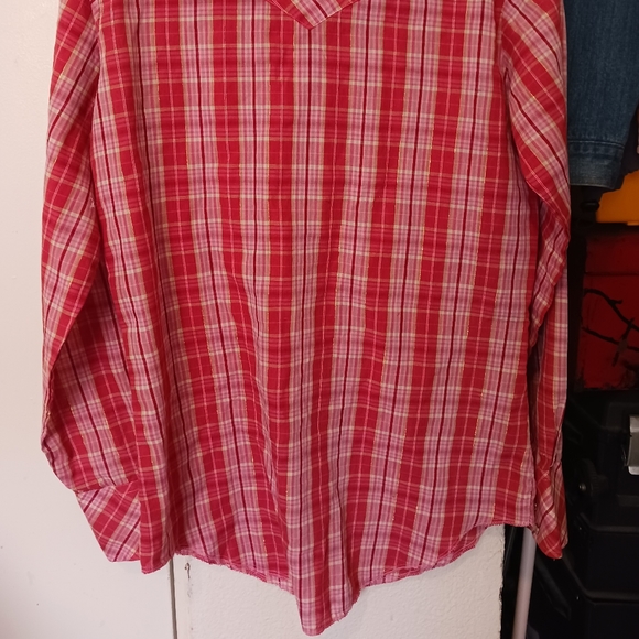 Champion Westerns Permenant Press Red Plaid Western Pearl Snap Womens Size 14 - Picture 7 of 12